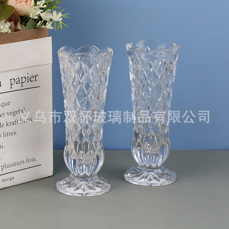 Modern Simple Roman Style Lamp Glass Vase Flower Arrangement Hydroponic Creative Light Luxury Short-Legged Classic Home Wedding Decoration