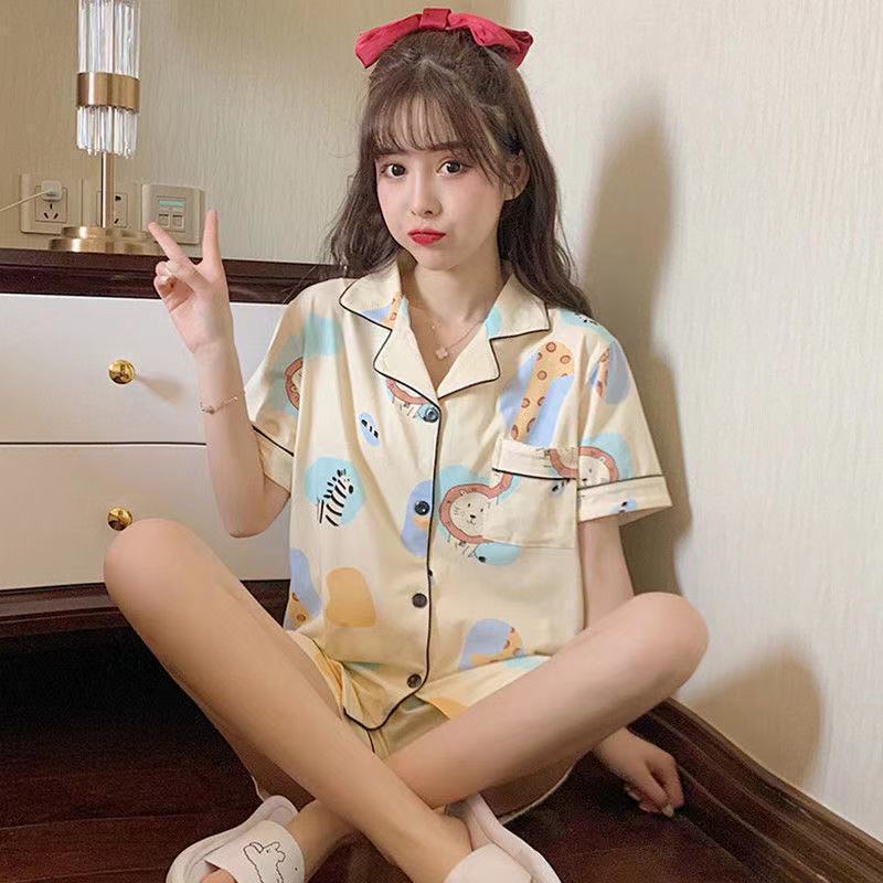 Nuevo estilo coreano pijamas de las mujeres cardigan verano oso japonés INS en línea celebridad manga corta estudiante delgada homewear traje