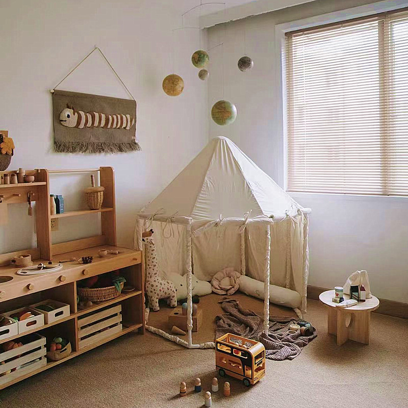 Cross-border ins Nordic style children's octagonal Mongolian yurt canvas baby boy and girl indoor game toy house tent