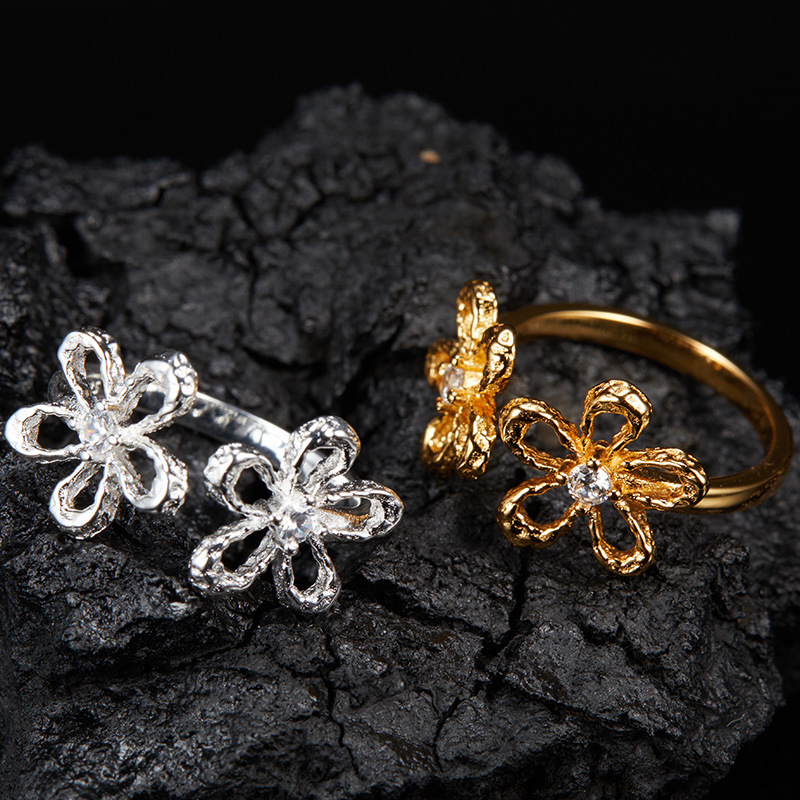 3g Weight Zircon Inlay Material Rings, Jewelry Set Classification cable chain Chain Type 1 Piece Quantity Casual, Daily Occasion 925 Sterling Silver Material Book, Flower Pattern All Seasons Season Women's Gender Elegant, Sweet, Simple Style, Korean Style Style 1 Piece 925 Sterling Silver Book Flower Zircon Cable Chain Rings Jewelry Set 1