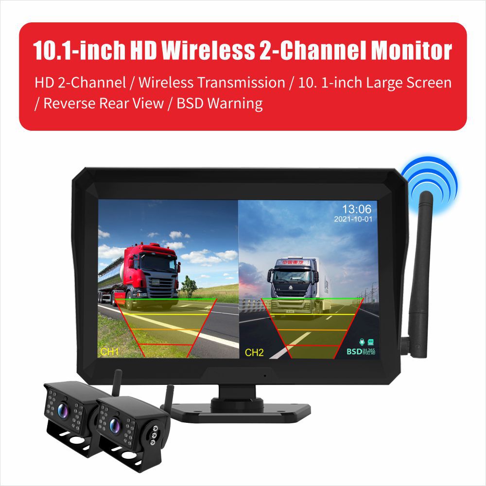 Wireless Car Monitor Backup Camera HD Night Vision Dual Recording
