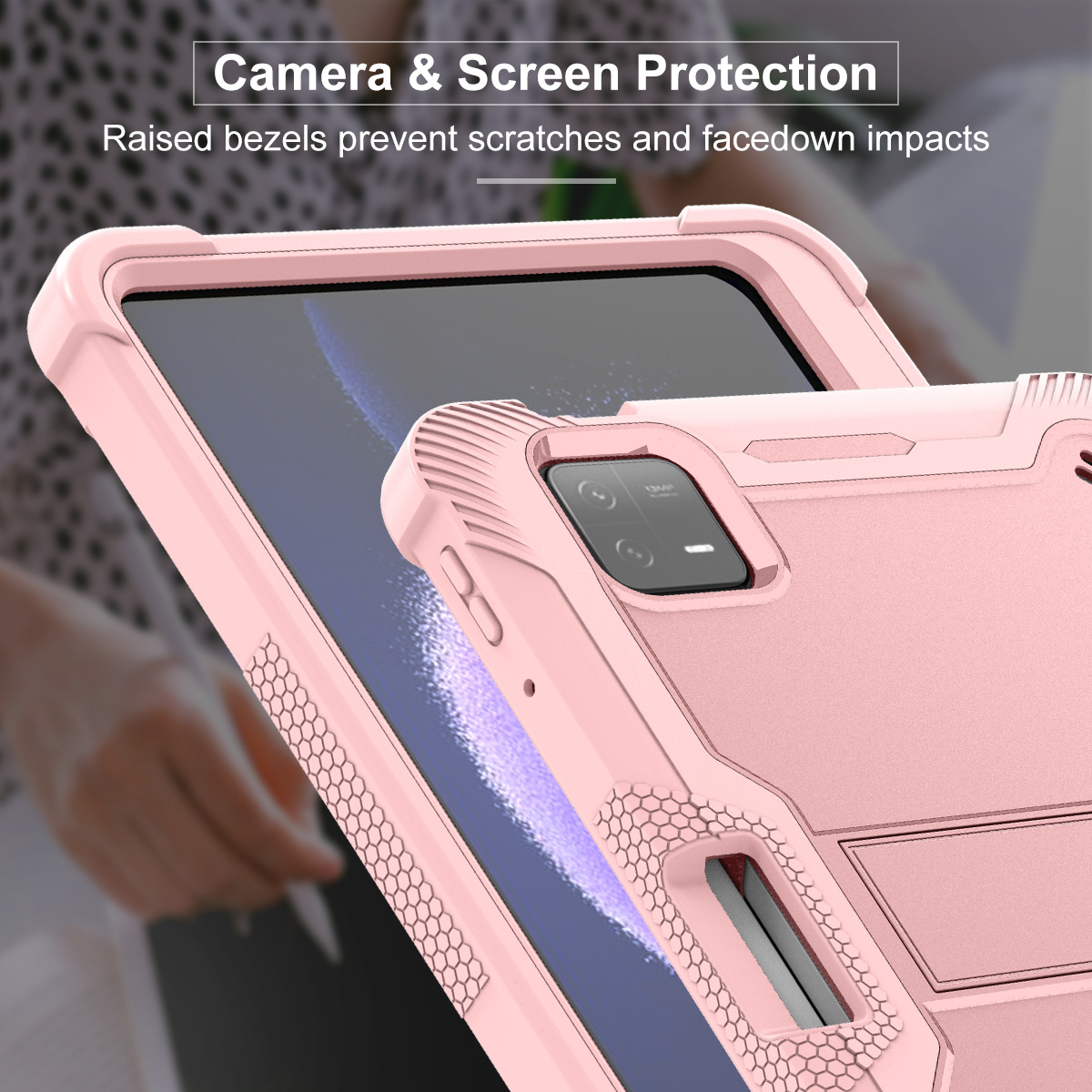 Suitable for Xiaomi Pad6Pro Tablet Protective Case with Stand, Redmi Se Silicone Anti-Fall Protective Case, Airbag Shell