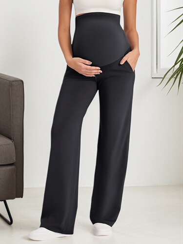 7061 Cross-border European and American pregnant women pants Spring and autumn, belly support pants, casual, open-leg pants, loose straight pants