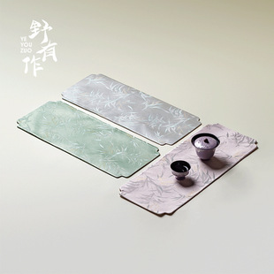 Brocade Floating Bamboo Double-Sided Long Dry Tea Mat Tea Tablecloth Mat Zen Tea Coaster Tea Mat Tea Ceremony Accessories Absorb Water