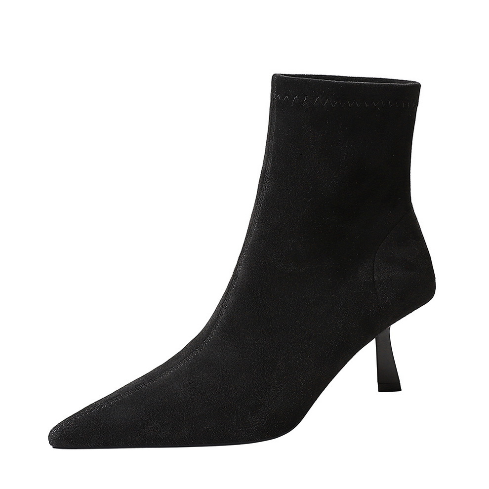 Klassische Retro Wildleder Stiefel Mit Absatz Für Damen_voghion.com