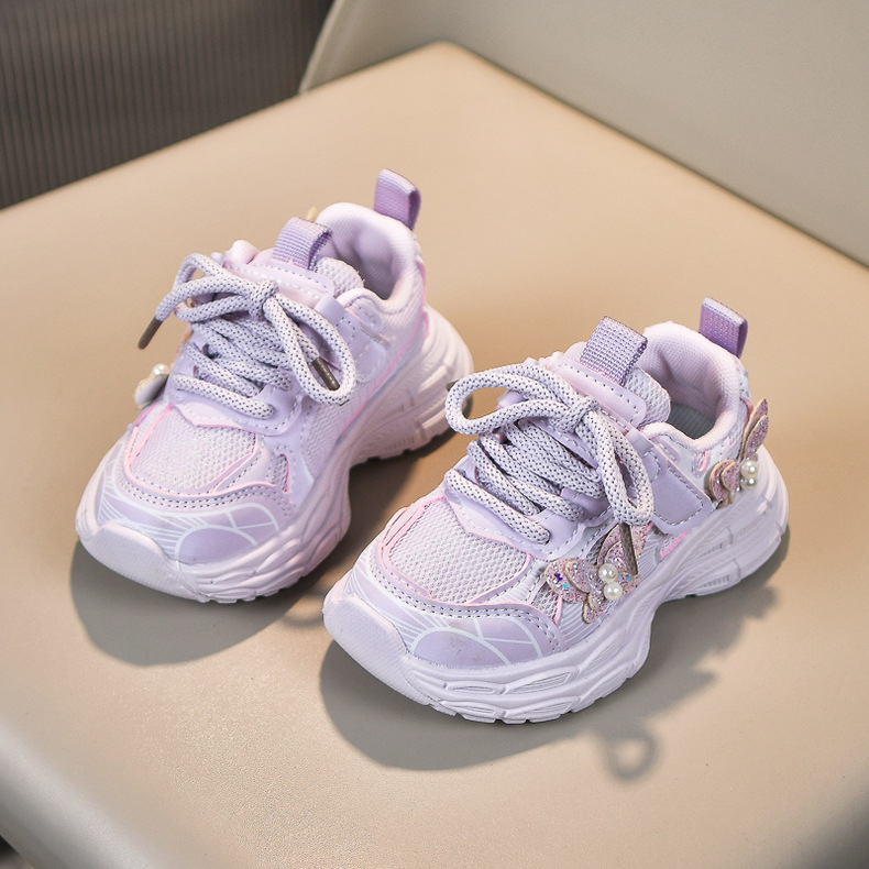 Girls' Breathable Mesh Athletic Sneakers For Spring And Autumn_voghion.com
