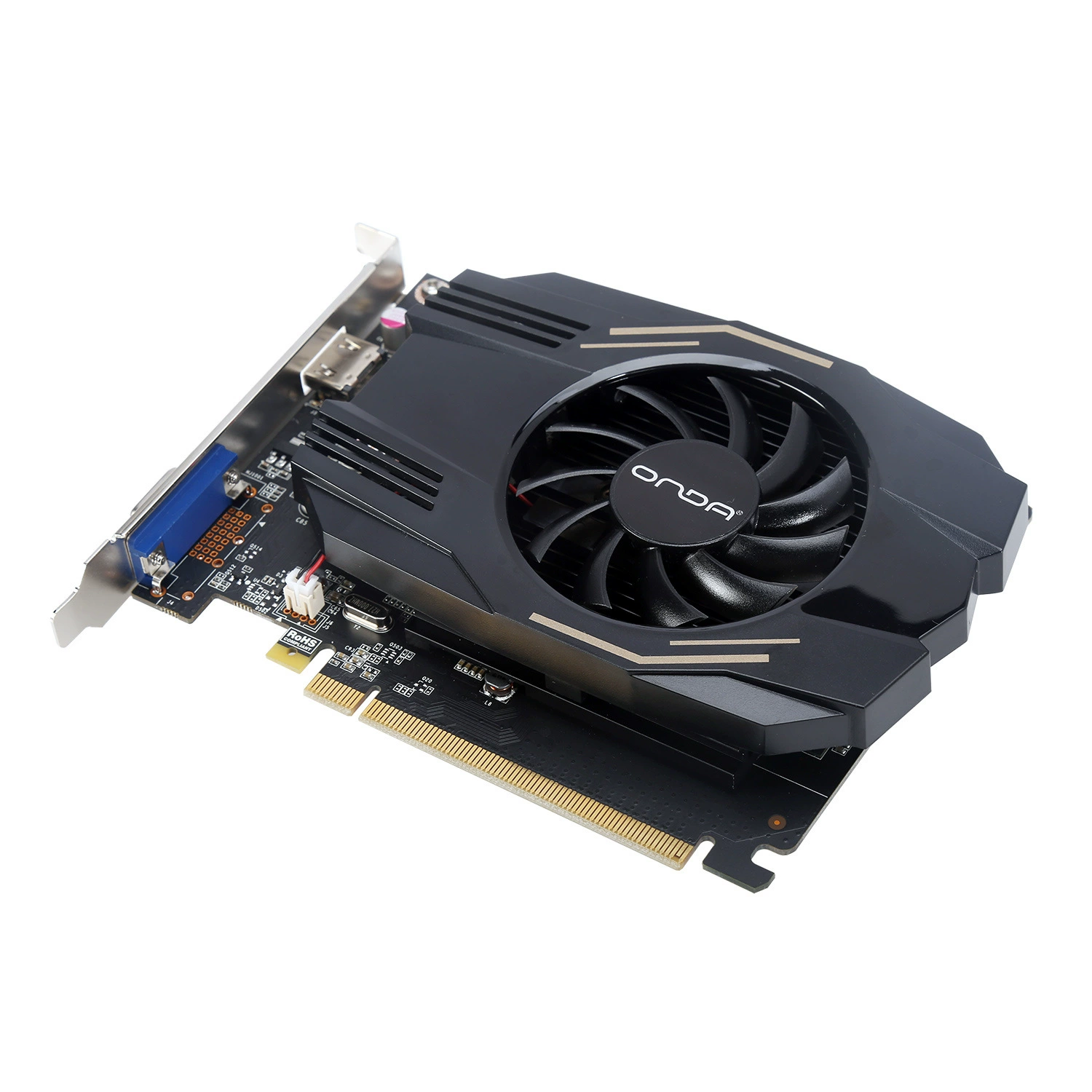 Совместимый видеокарта Onda GT1030 модель 2G DDR5 для игр, независимая графика, настольный ПК, один вентилятор, короткая карта
