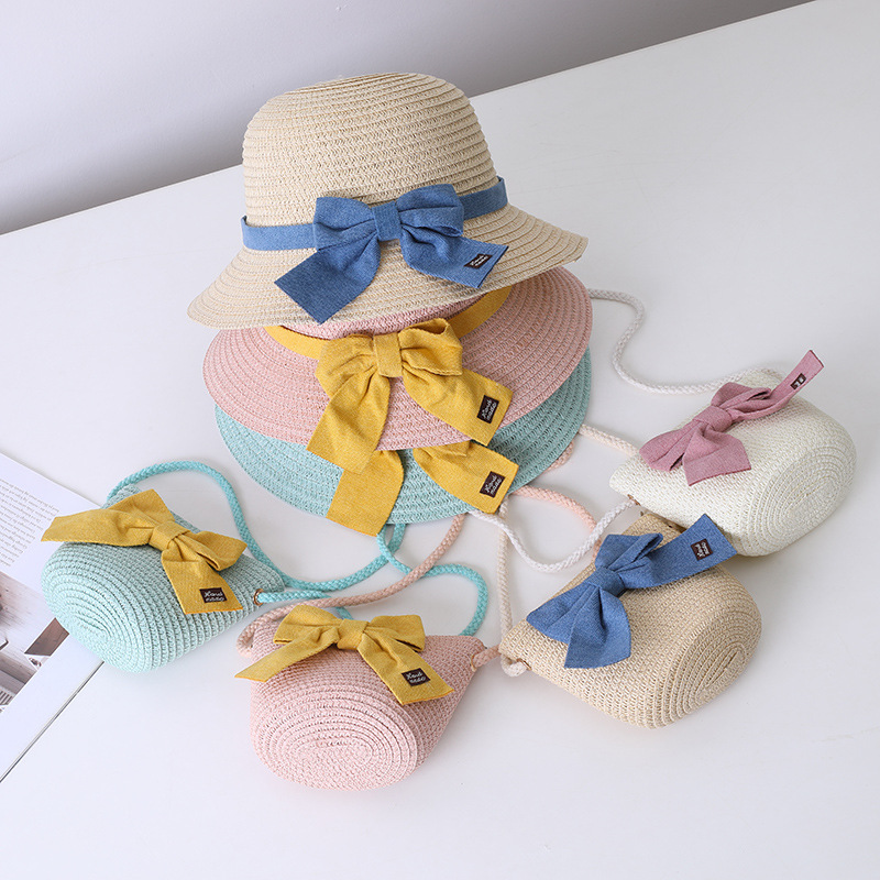 147g Weight Hat Classification straw Fabric Type Straw Hat Hats Type 1 Piece, 1 Set Quantity Holiday, Outdoor Occasion Bow Knot Pattern All Seasons Season Children Unisex Gender Sweet Style Children Unisex Sweet Bow Knot Straw Hat 无