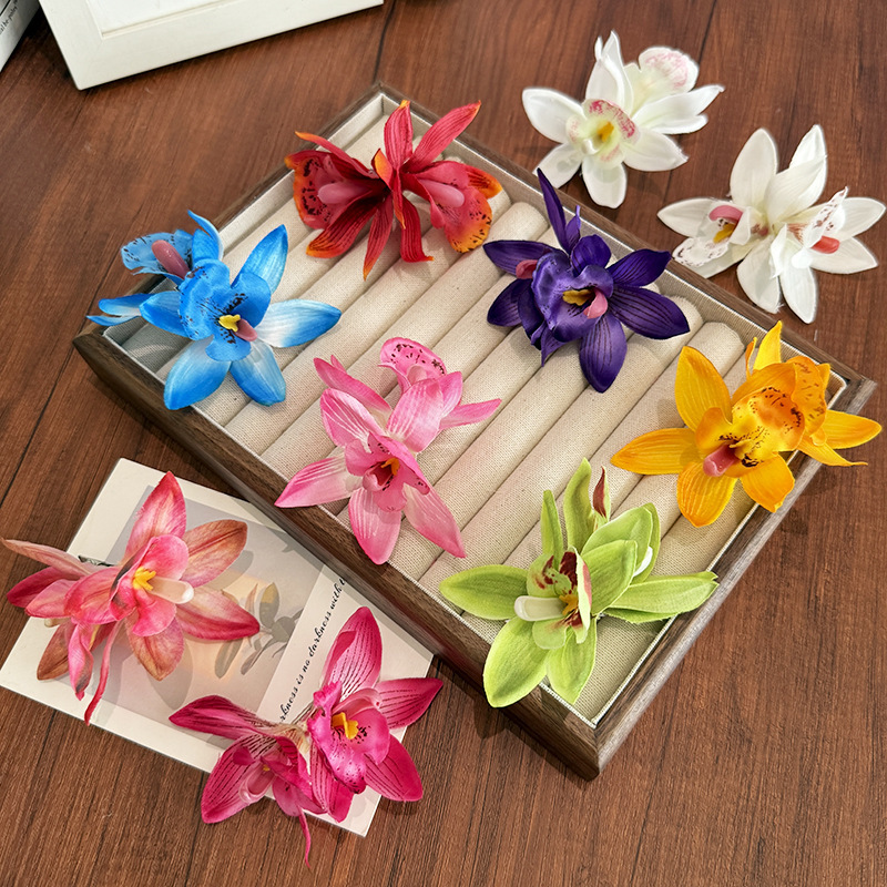Cross-border Simulation Cymbidium Flower Edge Clip Spring and Summer Vacation Hair Accessories Bohemian Hairpin Seaside Beach Head Flower Hairpin