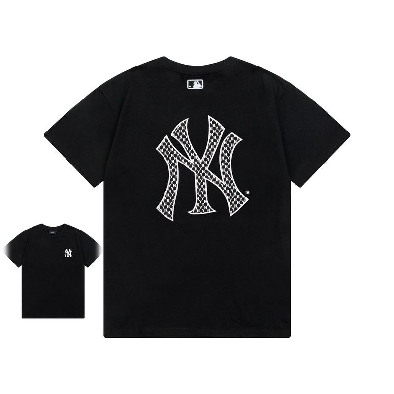 クロスボーダー MLB&NY ベーシックプリント高品質レディース T メンズ半袖コレクション共同ブランドの純綿通気性ボトリングシャツ|undefined