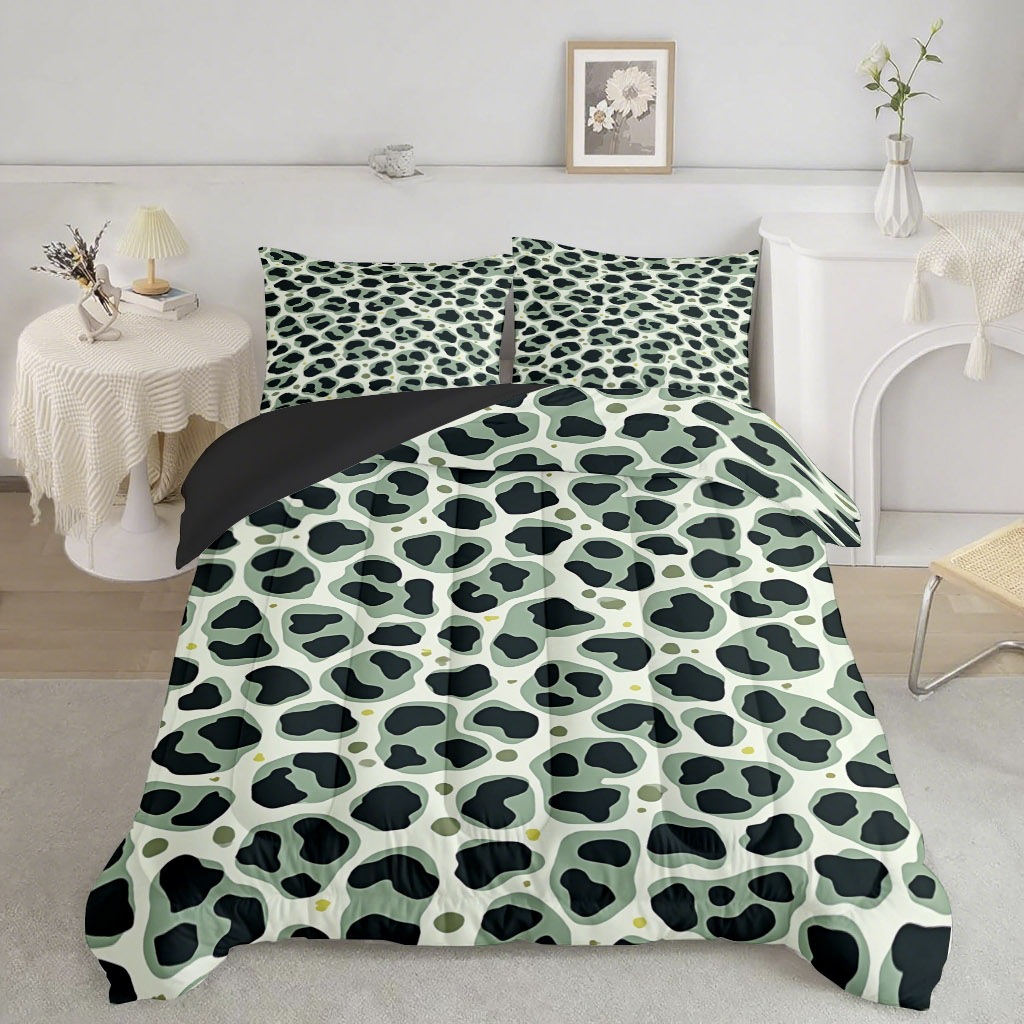 TEMU / JIT nuevo producto multicolor leopardo impresión digital HD 180gms edredón conjunto de ropa de cama