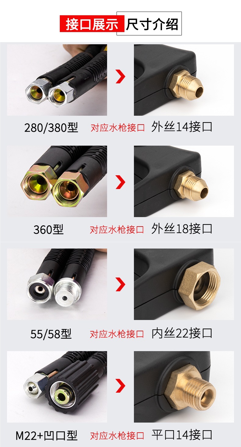 High-Pressure Water Gun Head Car Wash Machine Gun Head 380 Black Cat Cleaning Machine Special Nozzle Spray Gun Brush Car Wash Pump Accessories