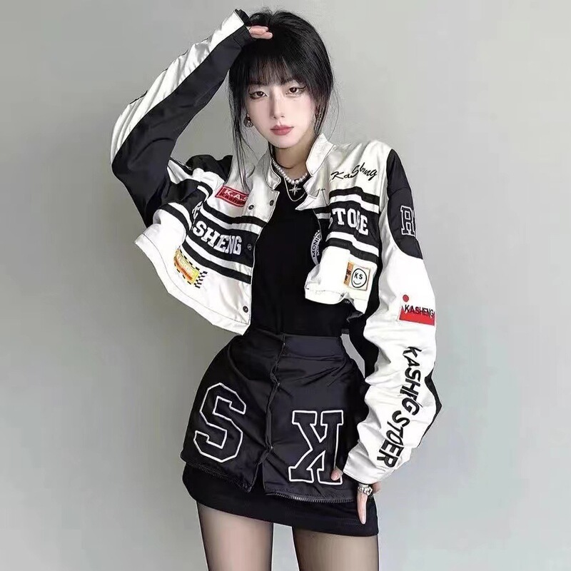 Couple Detachable Biker Baseball Suit Coat Women's Autumn Thin vintage American Style Retro Racing Hot Girl Suit Couple Detachable Biker Baseball Suit Coat Women's Autumn Thin vintage American Style Retro Racing Hot Girl Suit