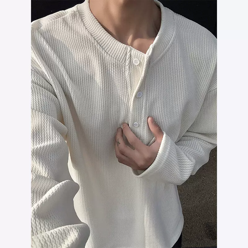 亨利领cleanfit肌理感长袖T恤男款春秋高级感叠穿内搭卫衣打底衫