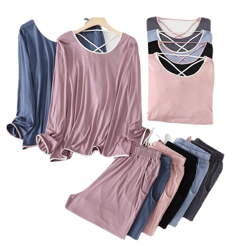 Special Offer Modal Large Size Pajamas Set Home Clothes Beautiful Back U-Neck Suit Long-Sleeved Pants Thin Casual Fashion