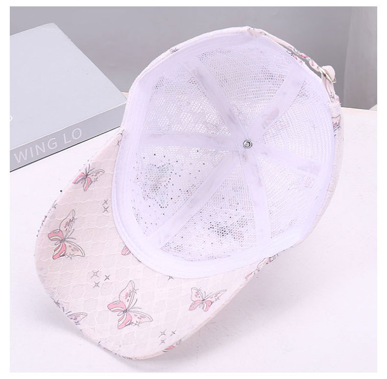 Fashion Women's Lace Mesh Baseball Cap With Rhinestone Butterfly_voghion.com