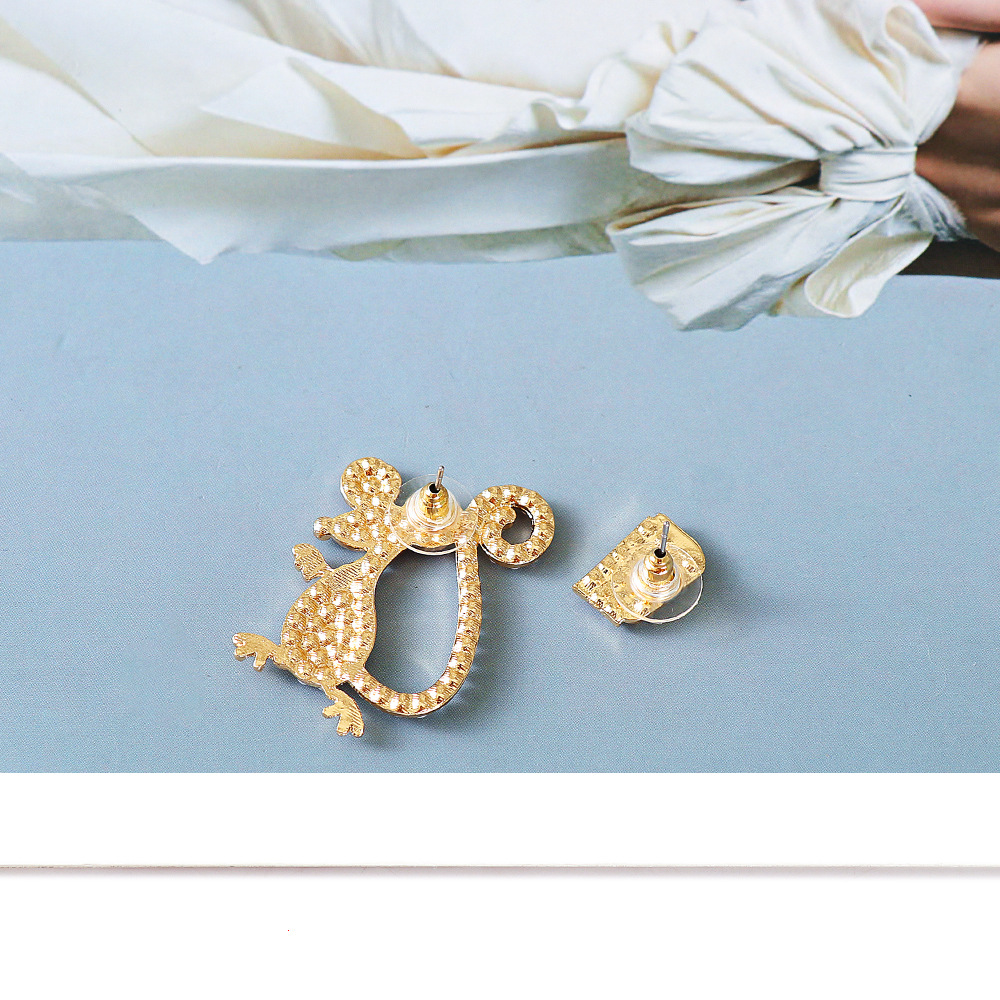 New Fashion Asymmetric Cute Animal Mouse Female Pearl Alloy Earrings