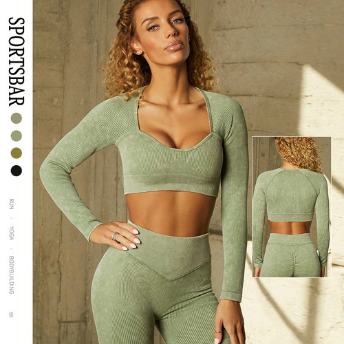 Cross-border European and American tight-fitting seamless exercise underwear outdoor running sweat-absorbing shock-absorbing anti-hanging yoga set