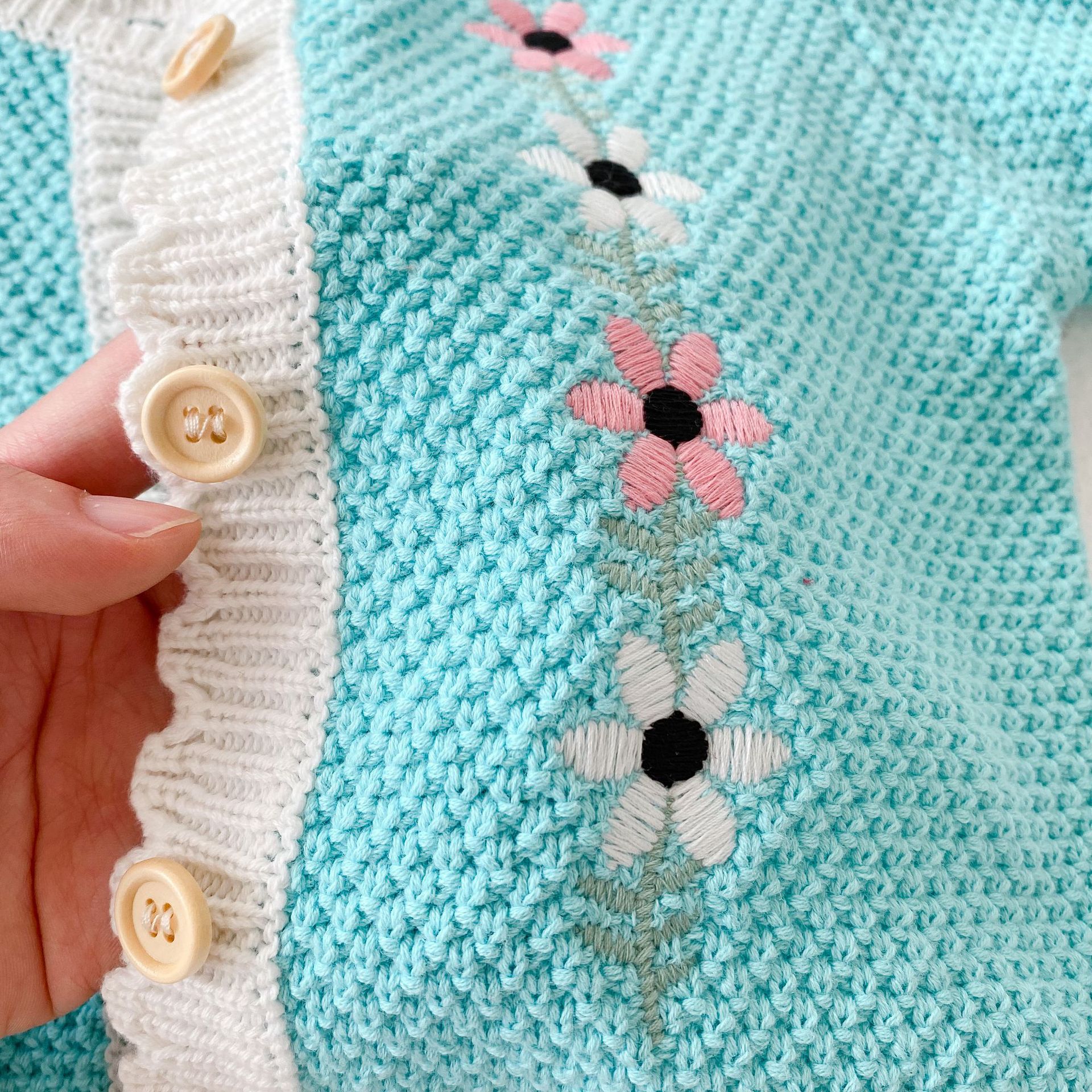 2024 frühling Herbst Kleidung Säuglings-und Kind Bestickte Baby Mädchen Strickjacke + Ha Yi Crawler Zwei Stück Set Einzel_voghion.com