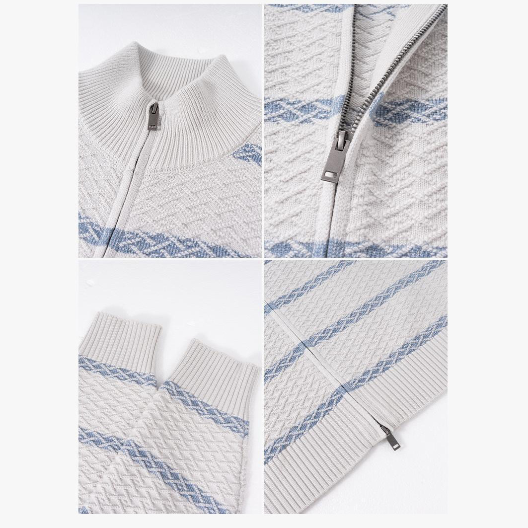 Explosiones transfronterizas de tamaño europeo de tamaño grande contraste a rayas cardigan jersey suéter texturas de mujer abrigo de cuello al por mayor fábrica