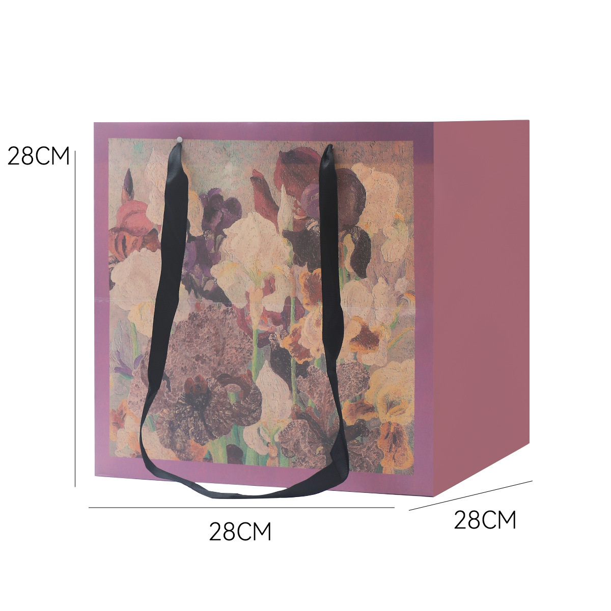 Nuevo estilo de pintura al óleo de siete colores cordier inglés bolsas de mano de flores rojas flores materiales de embalaje de flores portátiles