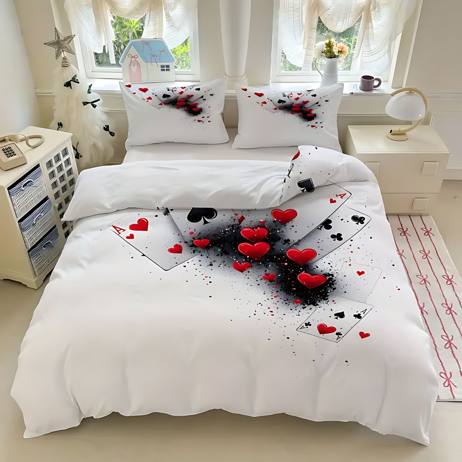 TEMU / JIT Amazon Cross-Border Poker Theme HD Digital Printed Frosted Quilt Set