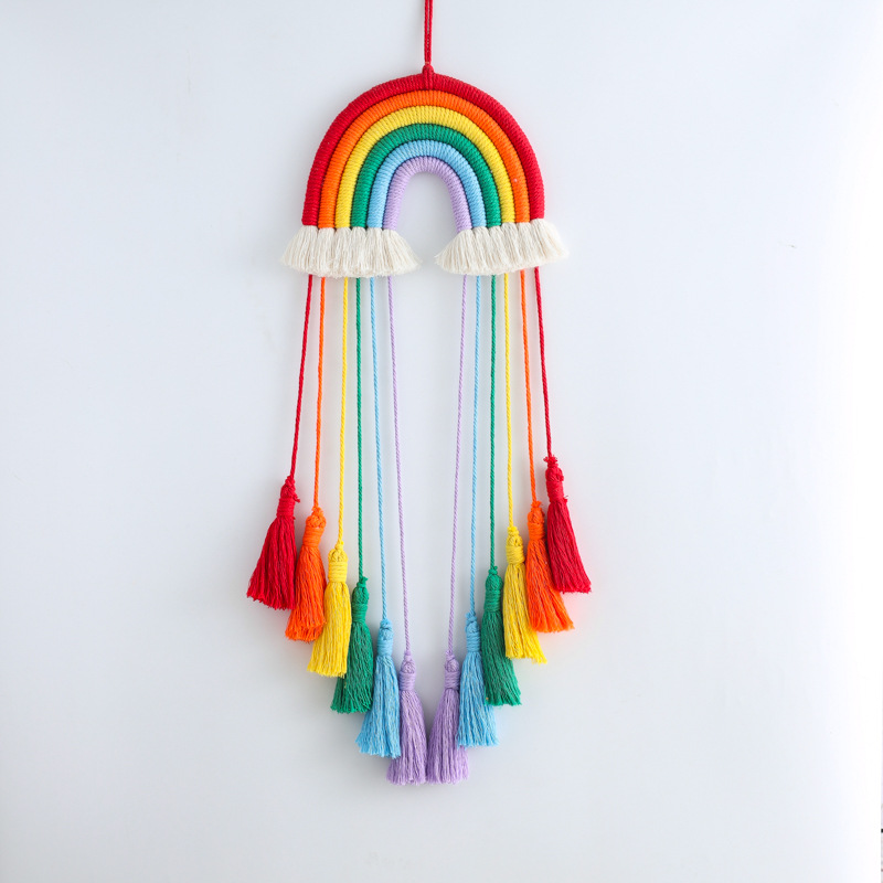 Fuente de la fábrica Dream Catcher borla del arco iris adornos creativos hogar colgante en stock tapiz tejido al por mayor