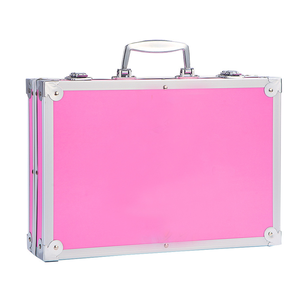 En stock 145 unidades de doble capa de aluminio caja cepillo pintura traje estudiante acuarela pluma niños graffiti caja de regalo fábrica al por mayor