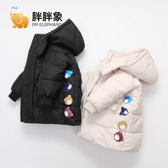 Winter New Men and Women's Children's Hooded Thicken Mid-length Down Cotton Jackets for Kids Warm Loose Cotton Coats