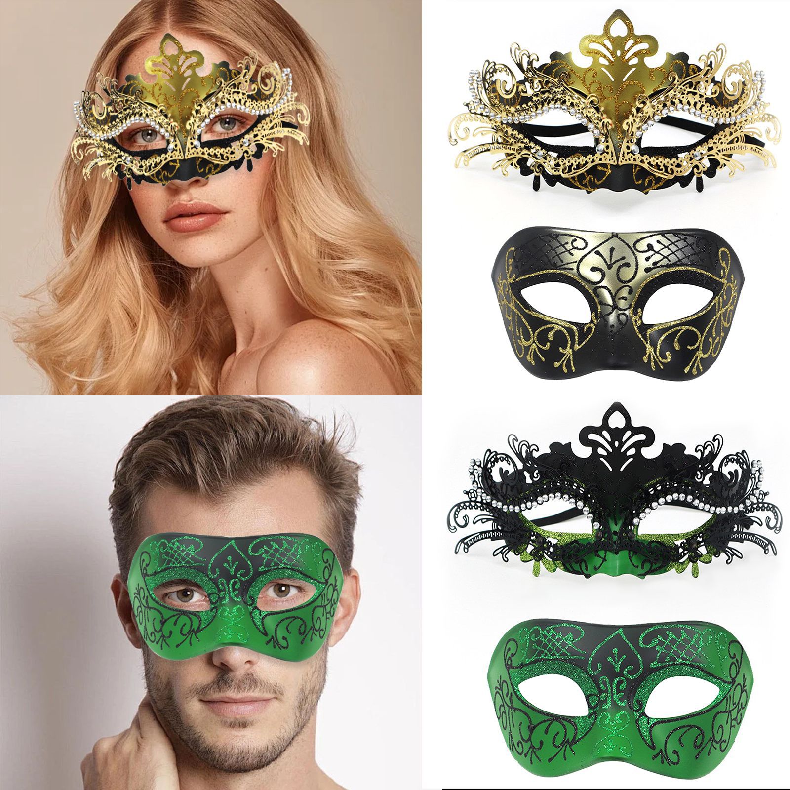 Ventas transfronterizas máscaras de hierro forjado de plástico de alta calidad máscaras de maquillaje de plástico pintadas máscaras de carnaval