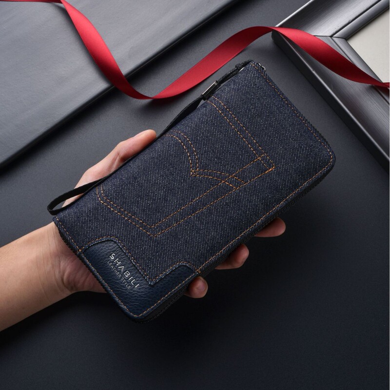 New Men's Wallet, Long Wallet, Men's Denim Canvas Trendy Multi-Functional Large-Capacity Clutch Bag, Coin Purse New Men's Wallet, Long Wallet, Men's Denim Canvas Trendy Multi-Functional Large-Capacity Clutch Bag, Coin Purse