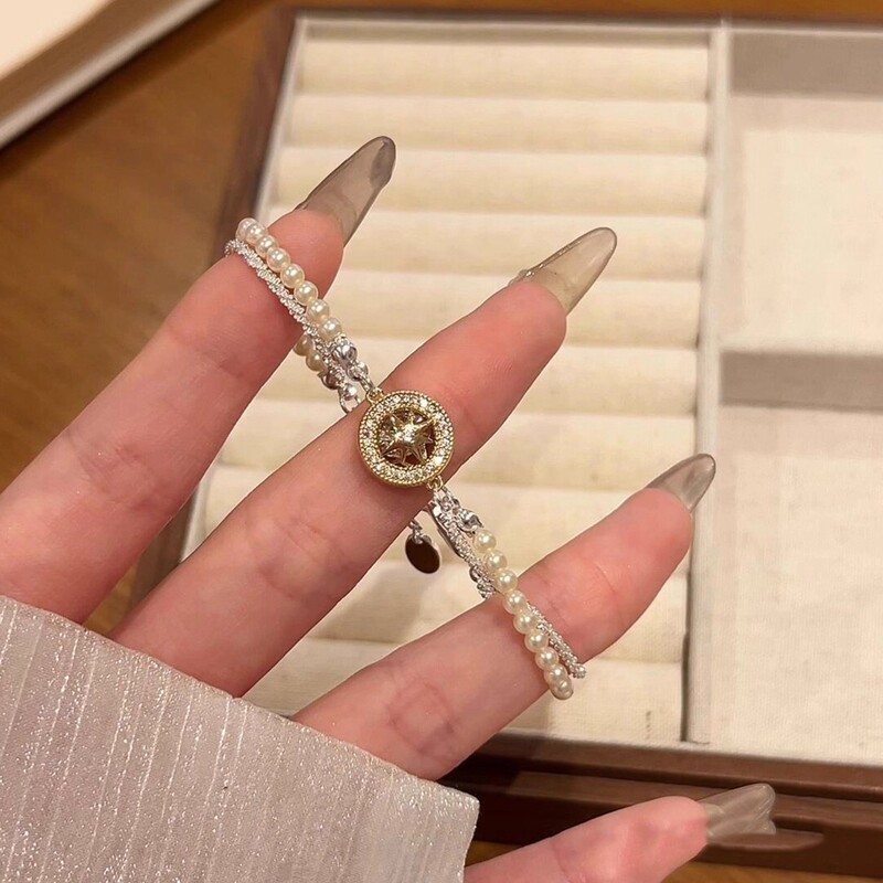 小众缠绕八芒星手链女轻奢气质高级时尚百搭手串简约珍珠创意手饰|undefined