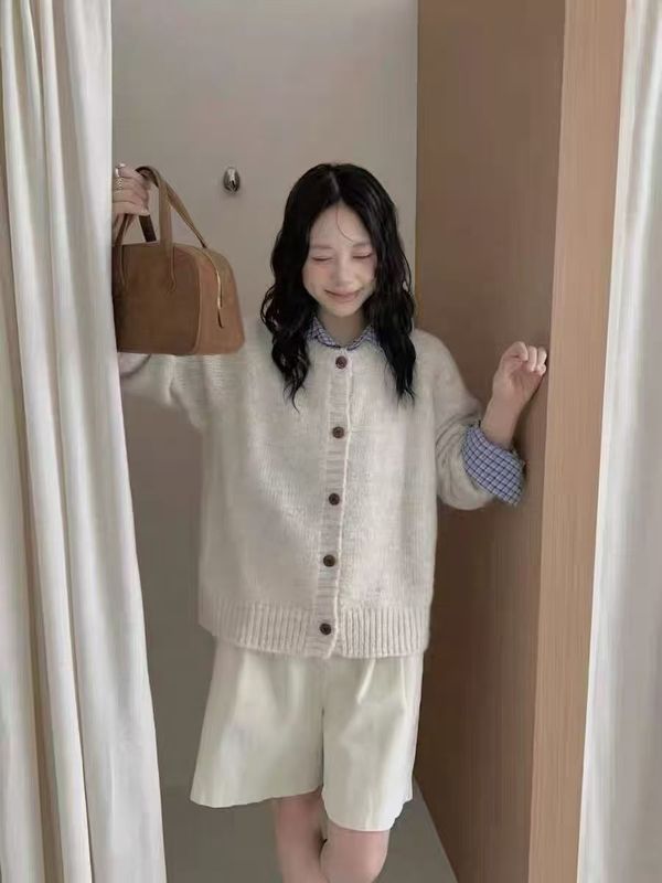 宽松休闲针织开衫春秋款外搭上衣秋装2025新款韩系穿搭毛衣外套女|undefined