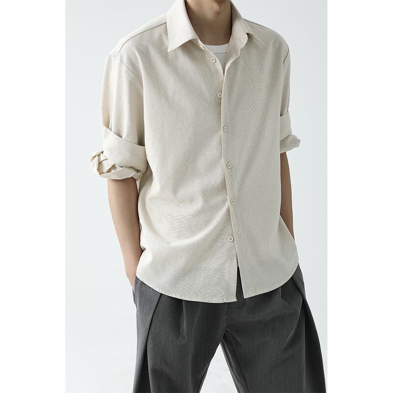 Old Money Style Linen Regular Shoulder Rolled-Sleeve Shirt for Men, Summer Thin Breathable Loose Casual Turn-Down Collar Short-Sleeve Shirt Jacket Old Money Style Linen Regular Shoulder Rolled-Sleeve Shirt for Men, Summer Thin Breathable Loose Casual Turn-Down Collar Short-Sleeve Shirt Jacket