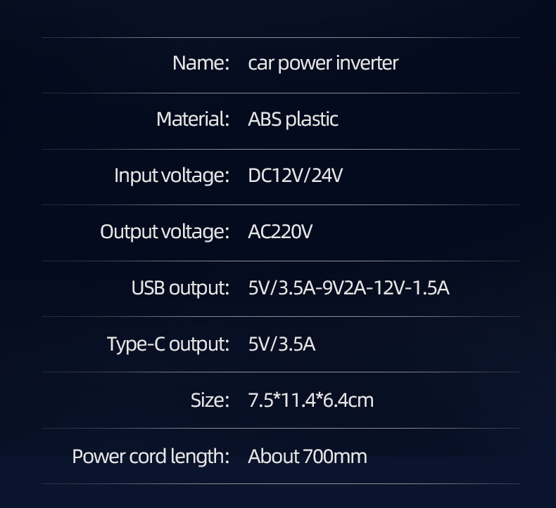 Ac Car Charger 12V24V to 220V High-Power Inverter Car Power Supply Cigarette Lighter Converter