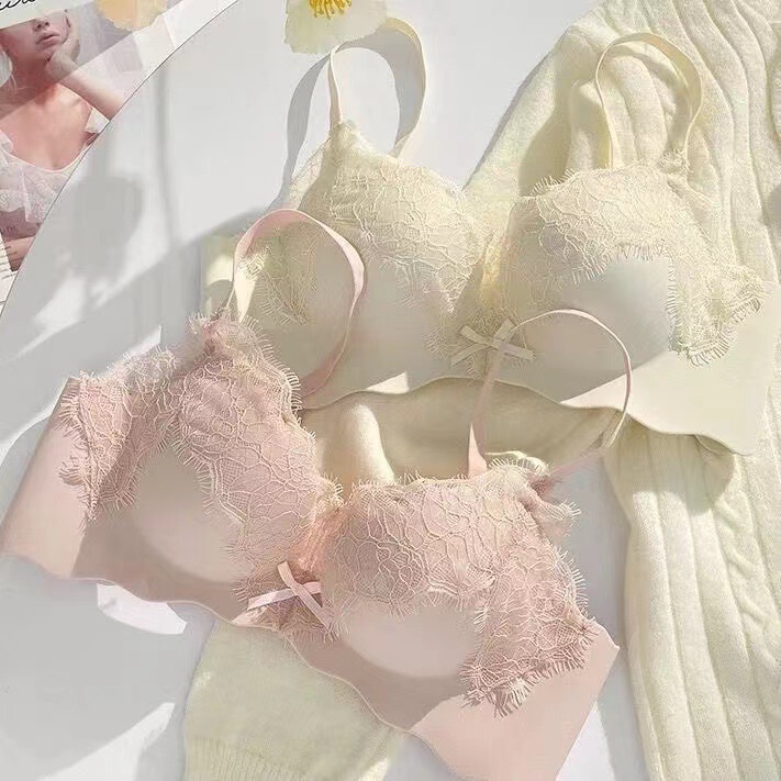 Shantou Lace Traceless Underwear Small Chest Push-up Bra Tucked Parammary Upper Bra without Steel Ring Adjustable Thickened Bra