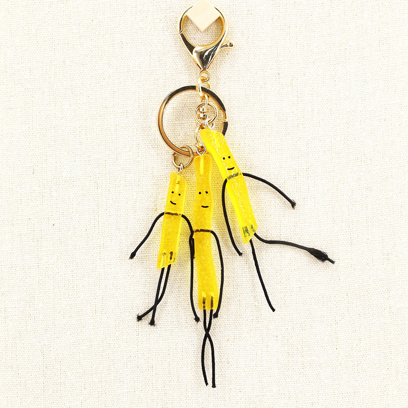 Funny Fries Three Brothers Keychain Cross-border Simulation Small Fries People Hanging Ornaments Calobi Fries Three Brothers Pendant