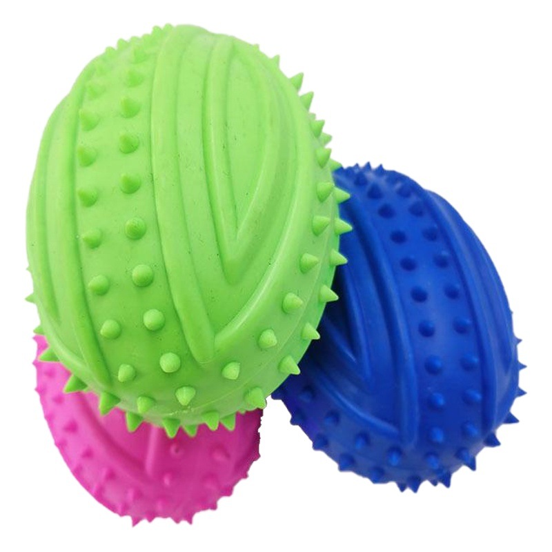Pelota de juguete para mascotas nuevo rugby TPR perro sonido pelota de goma entrenamiento para perros juguete interactivo precio de fábrica ventas directas