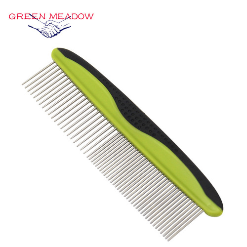 Pet cleaning supplies pet comb dog comb plastic handle knotted comb steel needle straight comb flea catching comb