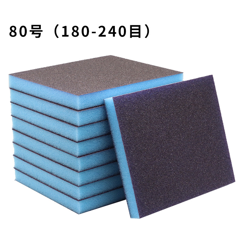 Fabricantes al por mayor bloque de arena de esponja británico grueso hermoso costura azul de doble cara muebles de carpintería pulido y pulido bloque abrasivo de esponja