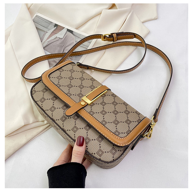 High-End-Damentasche, trendige Damentasche, modische kleine Tasche, Retro-Druck-Handtasche, Umhängetasche, leichte Luxus-Umhängetasche_voghion.com