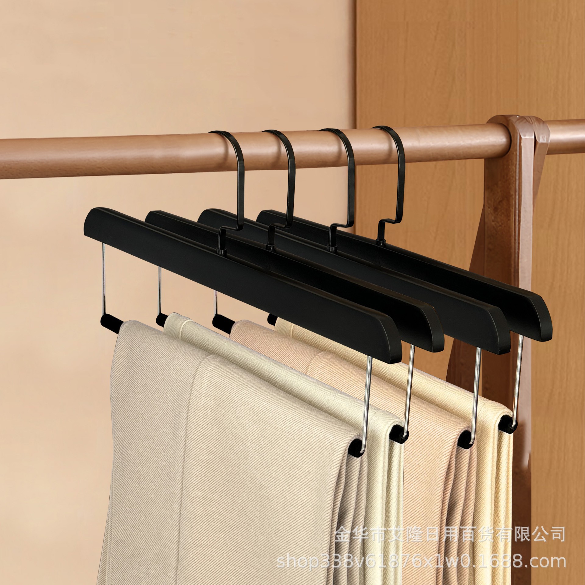 Pantalones de madera maciza con varilla flocada, pantalones colgantes, protectores antideslizantes, pantalones sin costuras, tienda de ropa, guardarropa, artefacto de almacenamiento antiarrugas