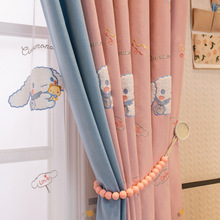 玉桂狗可爱刺绣窗帘卡通儿童房女孩房雪尼尔窗帘绍兴柯桥批发窗帘