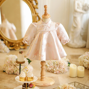 New Chinoiserie Baby Girl One-Year-Old Princess Dress Sleeveless Children's Birthday Dress Baby Daily Cheongsam Dress