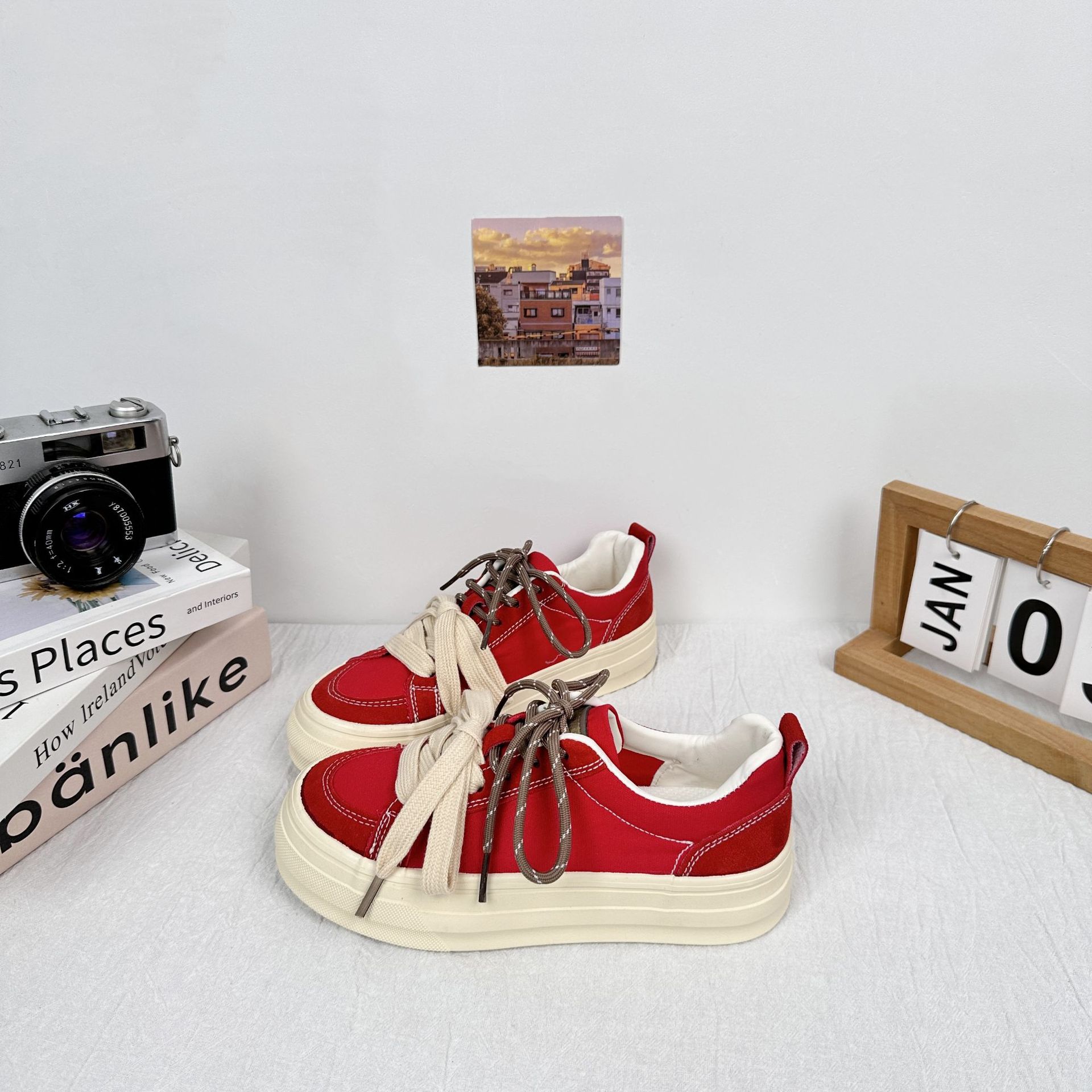 Yuanbo Xiaozhong zapatillas de deporte zapatos de lona para mujer nuevos zapatos blancos de suela gruesa zapatos casuales zapatos de mujer de verano zapatos de pan image 3