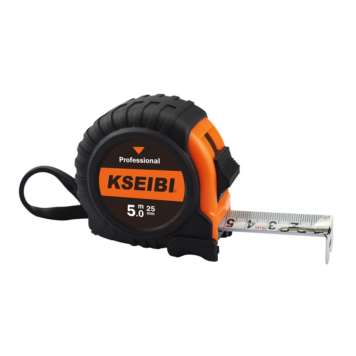 批发多规格钢卷尺5米 便携式带锁扣包胶钢卷尺 公英制双刻度显示