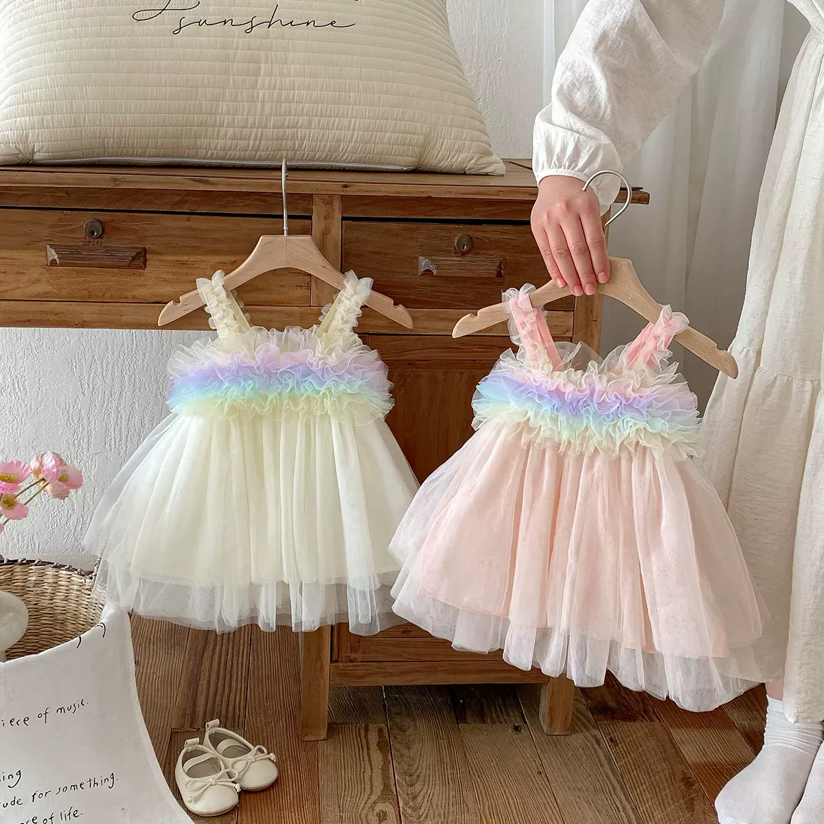 点兮女童网纱公主连衣裙夏装新款婴儿女宝宝纱裙子周岁百天照礼服