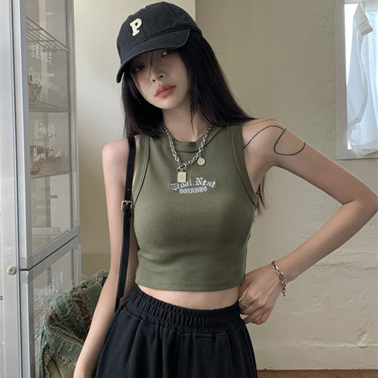 American sweet and spicy girl tank top with padding, short sleeveless jazz dance top for summer wear.