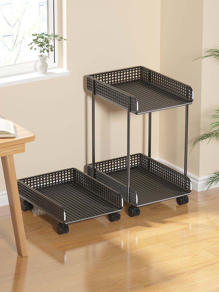 Host Bracket Desktop Computer Main Case Bracket Base Storage Rack Two-Layer Iron Storage Rack with Wheels Removable