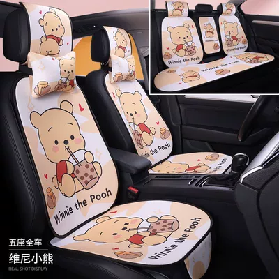 Cool pad — breathable four seasons universal linen cool - breathable-soft-ice-silk-winnie-the-pooh-five-seats-5-sits-4-backs-1-back-center-cushion-neck-pillow-cap-head